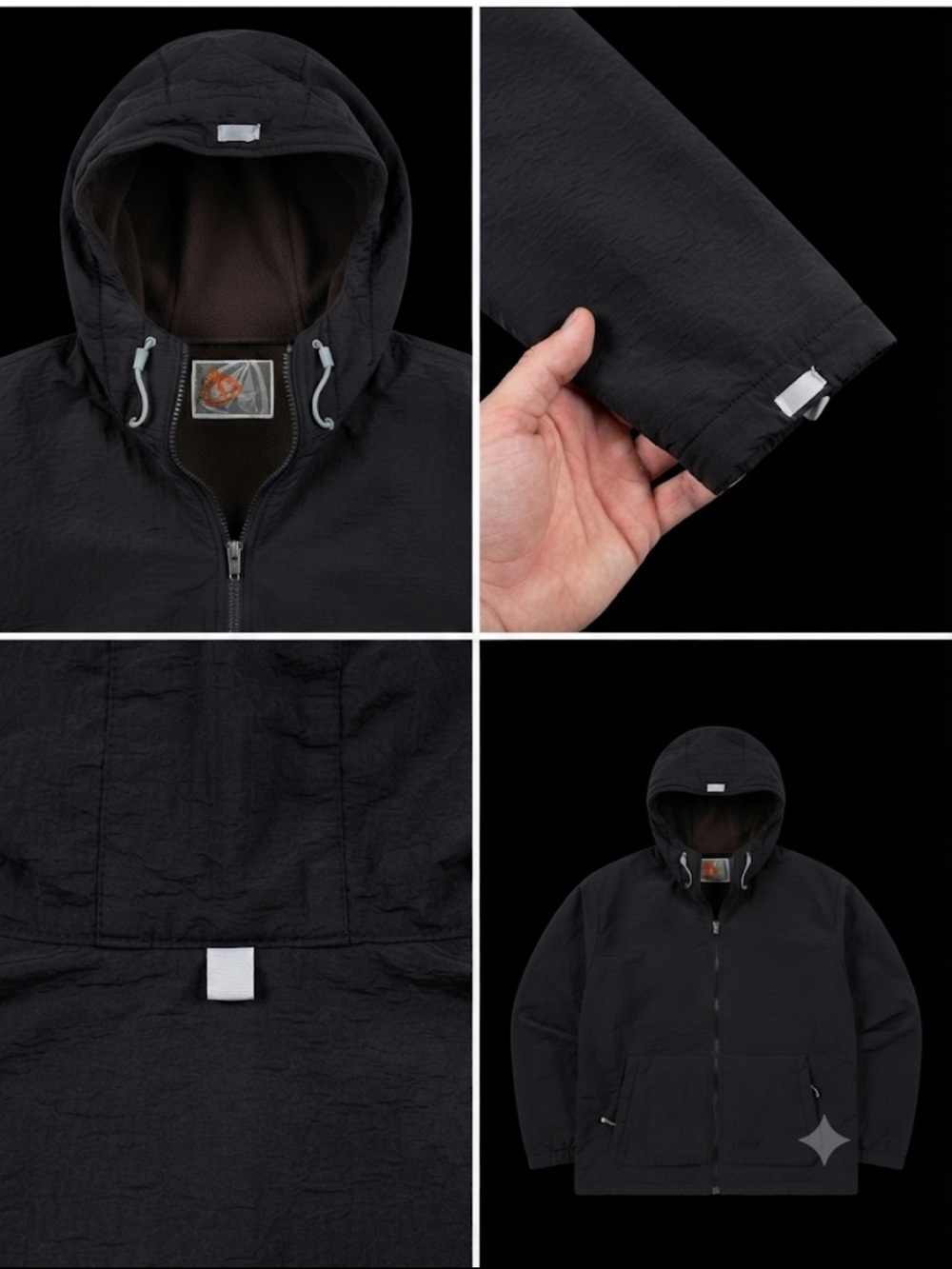 Men's Black Hooded Insulated Jacket - Lightweight jacket